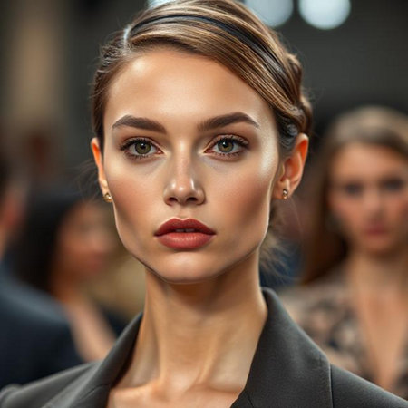 A model walks the runway during the Chanel show as part of the Paris Fashion Week Womenswear Spring/Summer 2016 in Paris, France.の素材
