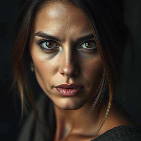 Portrait of a beautiful young woman with evening make-up.の素材