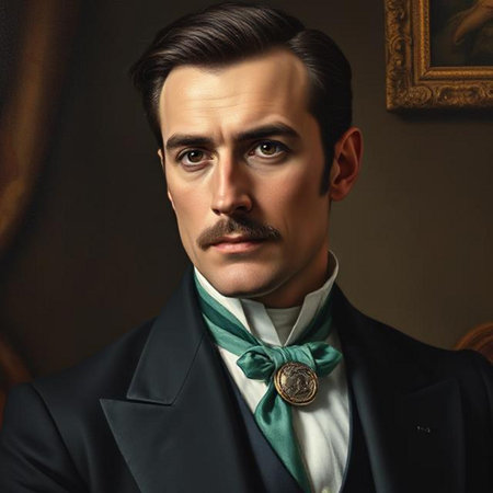 Portrait of a handsome man in a suit and bow tie.の素材