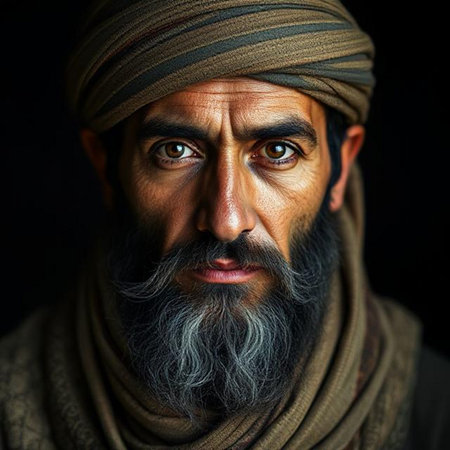 Portrait of a sad and depressed Indian man with beard and turbanの素材