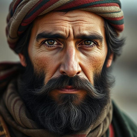 Close up portrait of Indian Sadhu (holy man) with beardの素材