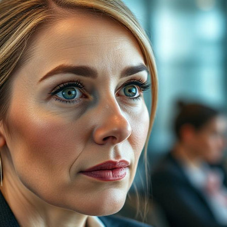 Close up portrait of a beautiful business woman looking at the camera.の素材