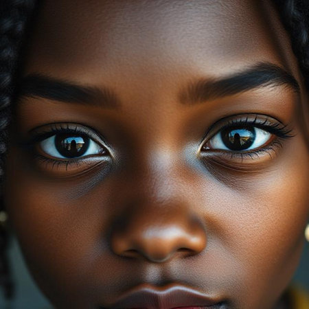 Close-up portrait of a beautiful African American young woman.の素材