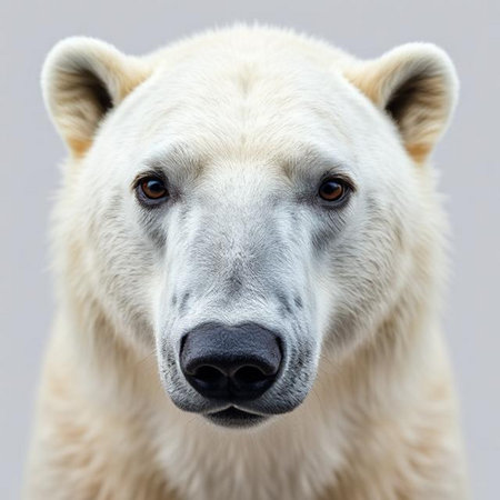 Portrait of a polar bear on a white background. Close-up.の素材