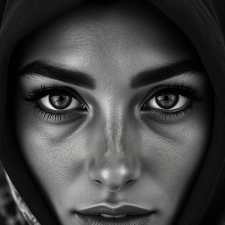 Closeup portrait of a beautiful African American woman with hijabの素材