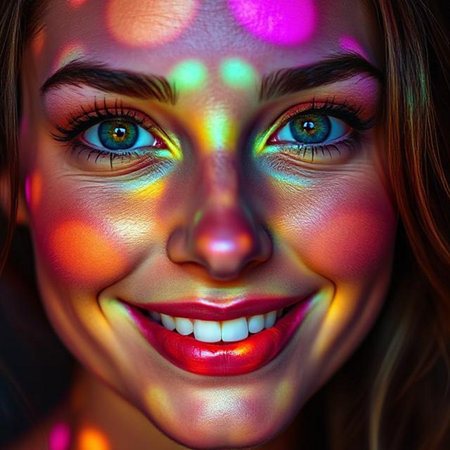 Portrait of a beautiful young woman with bright make-up.の素材