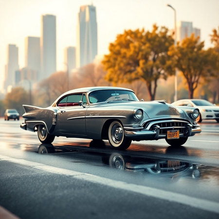 Classic car in Chicago, Illinois.の素材