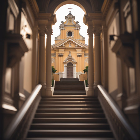 Stairs leading to the Church of St. Francis of Assisi in Vilnius, Lithuaniaの素材