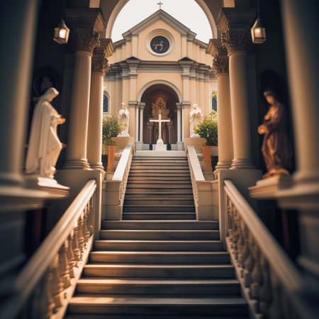 Stairs leading to the Church of St. Francis of Assisiの素材
