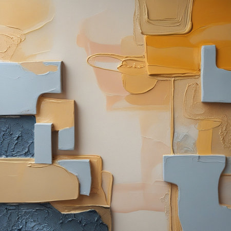 Plastering wall with yellow and blue paint. Abstract background.の素材