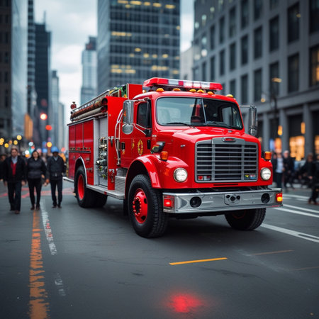 New York Fire Department Fire Engine.の素材