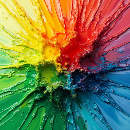 Colorful abstract background of oil paint splashing on the ground.の素材