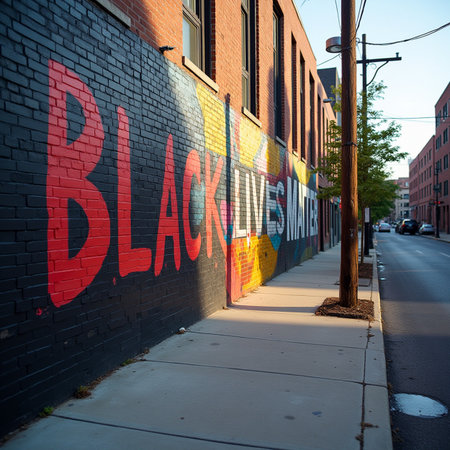 BALTIMORE graffiti on brick wall in downtown Baltimore.の素材