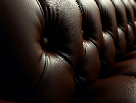 Black leather upholstery sofa background. 3d render illustration.の素材