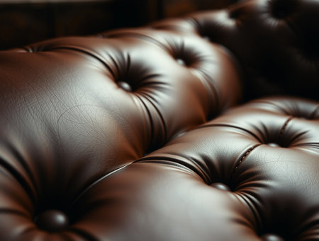 Closeup of leather upholstery sofa. Luxury background.の素材