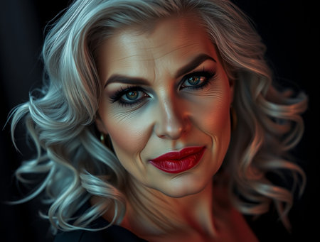 Portrait of a beautiful blonde woman with creative make-up.の素材