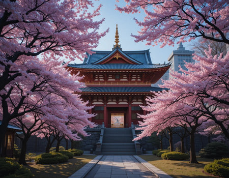 Chureito Pagoda and Cherry Blossoms in Tokyo, Japanの素材