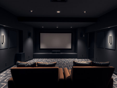 Luxury living room with sofa and TV screen. 3d renderingの素材