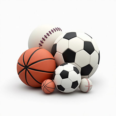 Sport balls isolated on white background. 3D illustration. High resolution.の素材