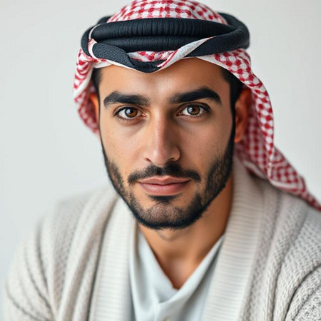 Portrait of a handsome Arabian man with beard and mustacheの素材