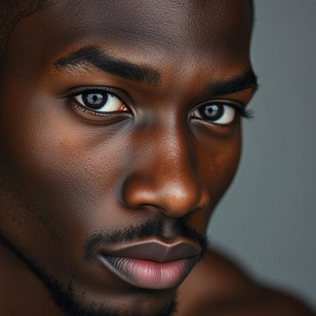 Close-up portrait of a beautiful African American man.の素材