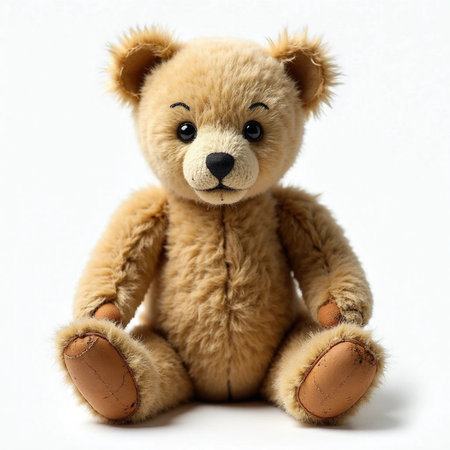 Teddy bear isolated on white background, soft toy for kids.の素材