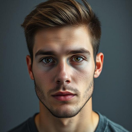 Close-up portrait of a handsome young man. Men's beauty, fashion.の素材