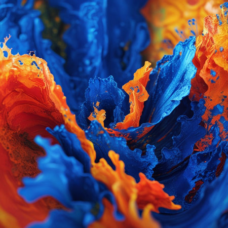 Colorful abstract background of oil paint on canvas. Close-up.の素材