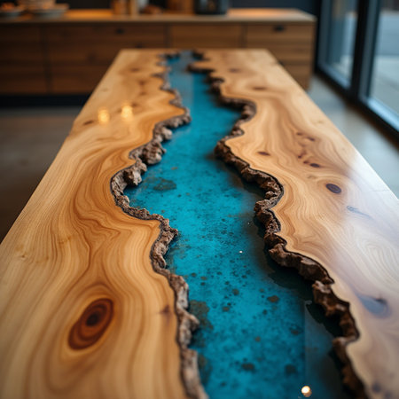 Wooden table in the kitchen. Furniture in the kitchen.の素材