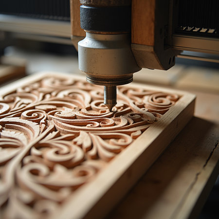 Woodworking in a carpentry workshop. CNC milling machineの素材