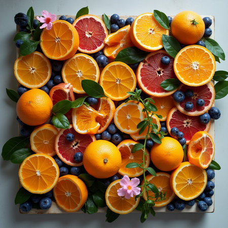 Variety of citrus fruit including lemons, lines, grapefruits and oranges.の素材