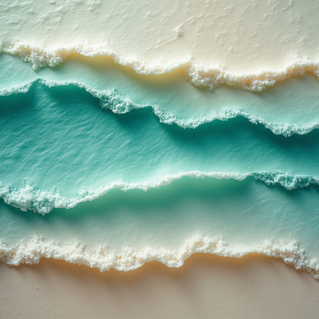 Close up of ice cream on a beach with blue sky background.の素材