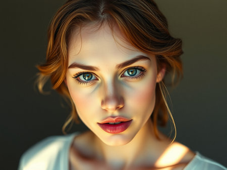 Portrait of a beautiful young woman with evening make-up.の素材