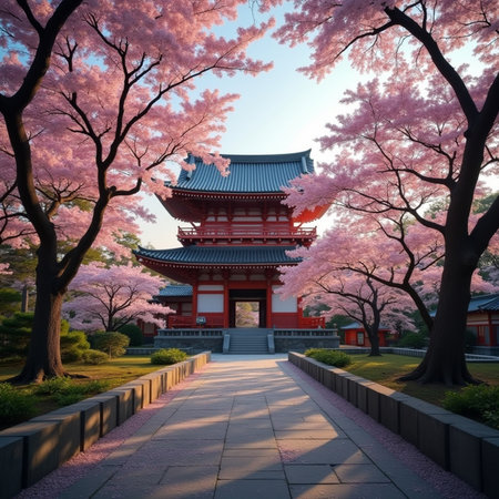 Beautiful cherry blossoms and pagoda in kyoto japanの素材