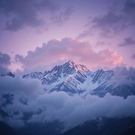 Mountains and clouds in the morning, Himalaya, Nepal.の素材