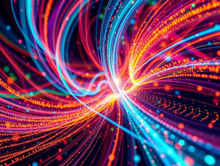 Abstract background with glowing particles. 3d rendering, 3d illustration.の素材