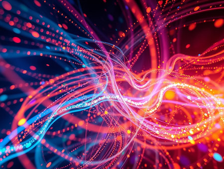 Abstract background of glowing particles. 3d rendering, 3d illustration.の素材