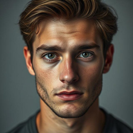 Close-up portrait of a handsome young man. Men's beauty, fashion.の素材