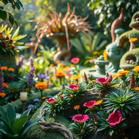 Beautiful flower garden in the morning at Doi Inthanon National Park, Chiang Mai, Thailandの素材