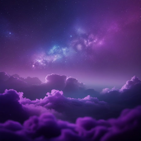 Purple night sky with stars and milky way. 3D renderingの素材