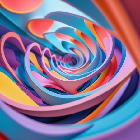3d rendering of abstract colorful background with curved lines. Creative designの素材