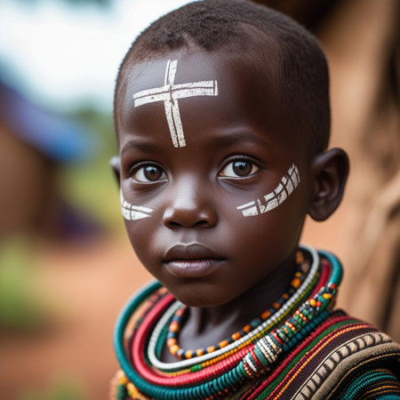 Unidentified Himba girl in traditional clothesの素材