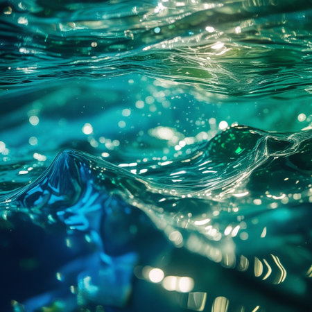 Water surface with ripples and bokeh. Abstract background.の素材