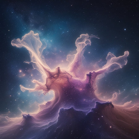 Abstract background with space, stars and nebula. Collage.の素材