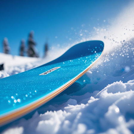 Snowboard on the snow in the mountains. Extreme winter sport.の素材