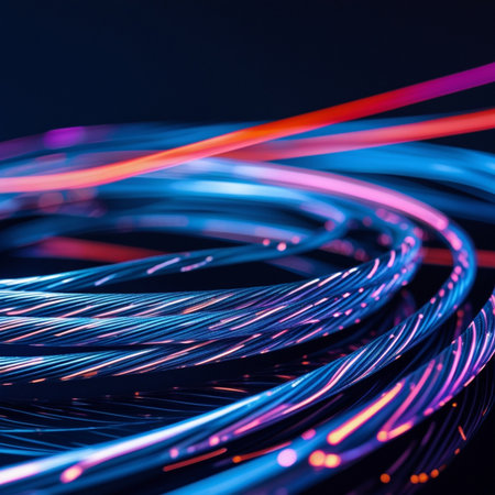 Abstract light trails background. Long exposure photo taken in the studio.の素材