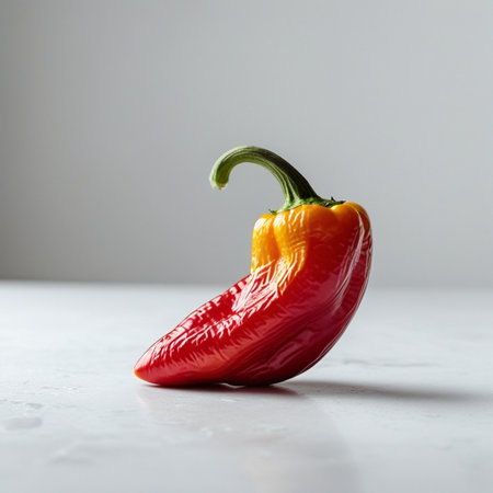 Red hot chili pepper on a white background. Minimal style.の素材