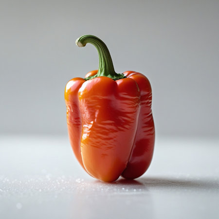 Red bell pepper on a white background, studio lighting, close-upの素材