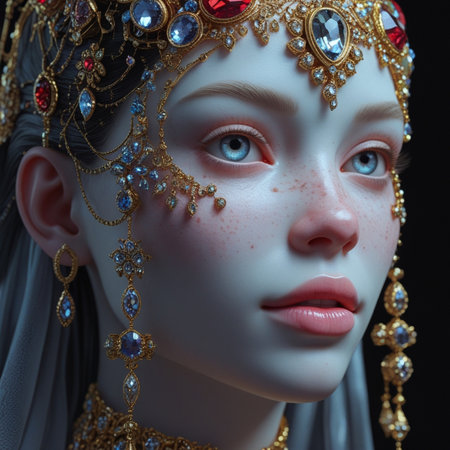 Portrait of a beautiful young woman with creative make-up and jewelryの素材