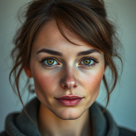 Portrait of a beautiful woman with green eyes and make-upの素材
